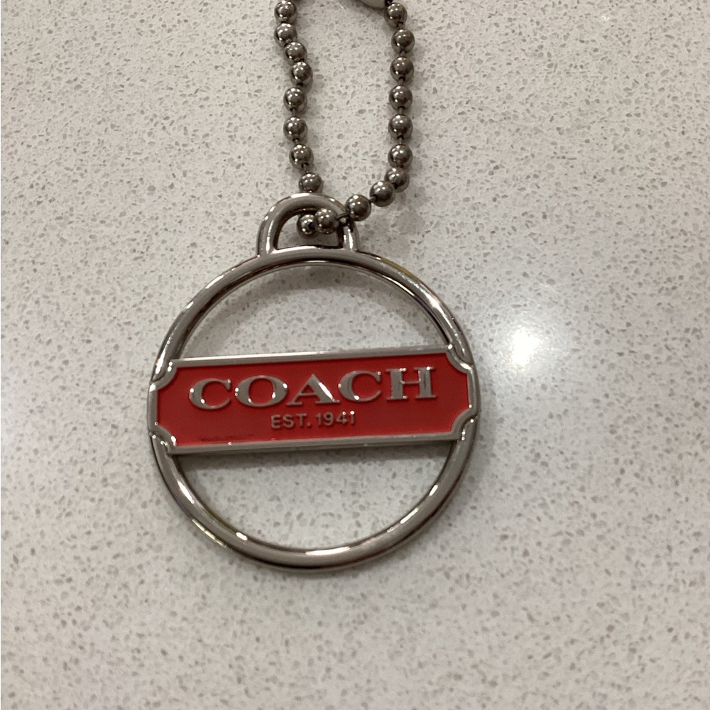 Coach Red and Silver Logo Keychain